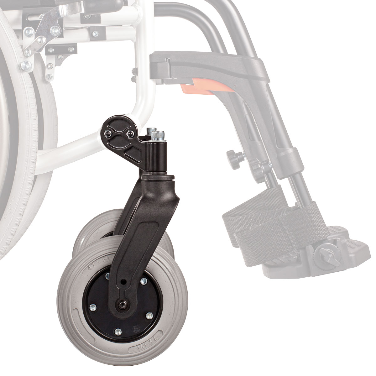 Detailansicht des Castors am Leichtgewicht-Rollstuhl CANEO S.